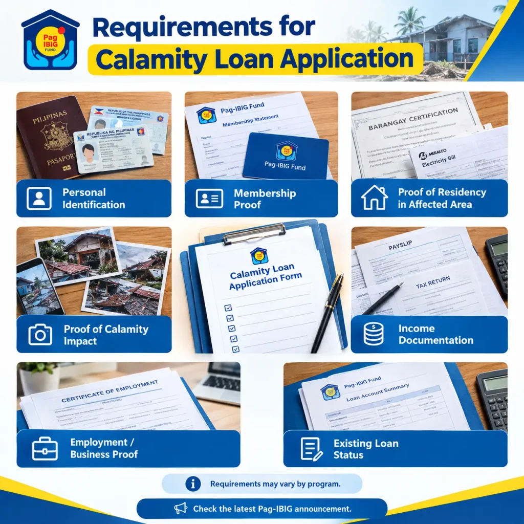 Requirements for Calamity Loan Application